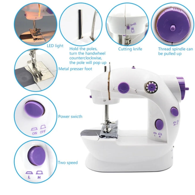 4-in-1 Semi-Automatic Portable Sewing Machine for Home/DIY