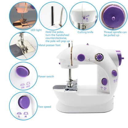 4-in-1 Semi-Automatic Portable Sewing Machine for Home/DIY